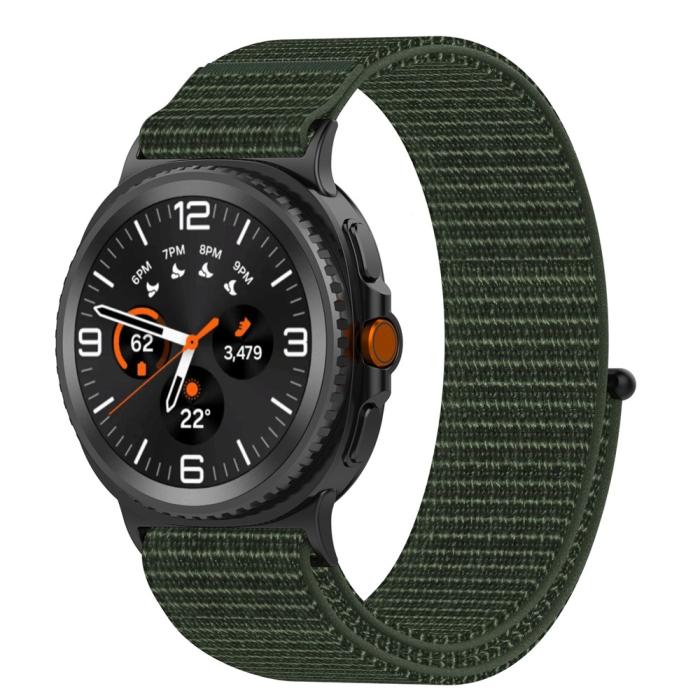 Bild 3, Galaxy Watch 8 46/44/40 mm Armband Nylon Loop Militär Grön