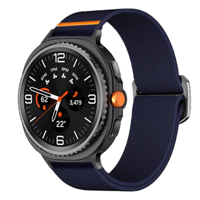 Bild 2, Galaxy Watch 8 46/44/40 mm Armband Justerbart Nylon Mörk Blå