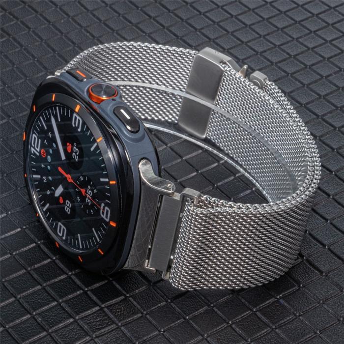 Bild 3, Galaxy Watch 8 46/44/40 mm Armband Milanese Silver