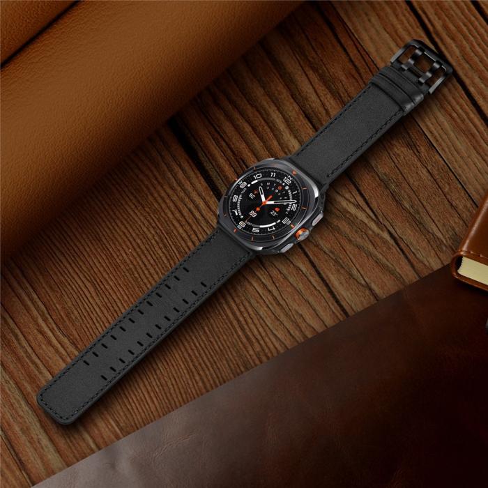 Bild 5, Samsung Galaxy Watch 8 46/44/40 mm Armband Äkta Läder Svart