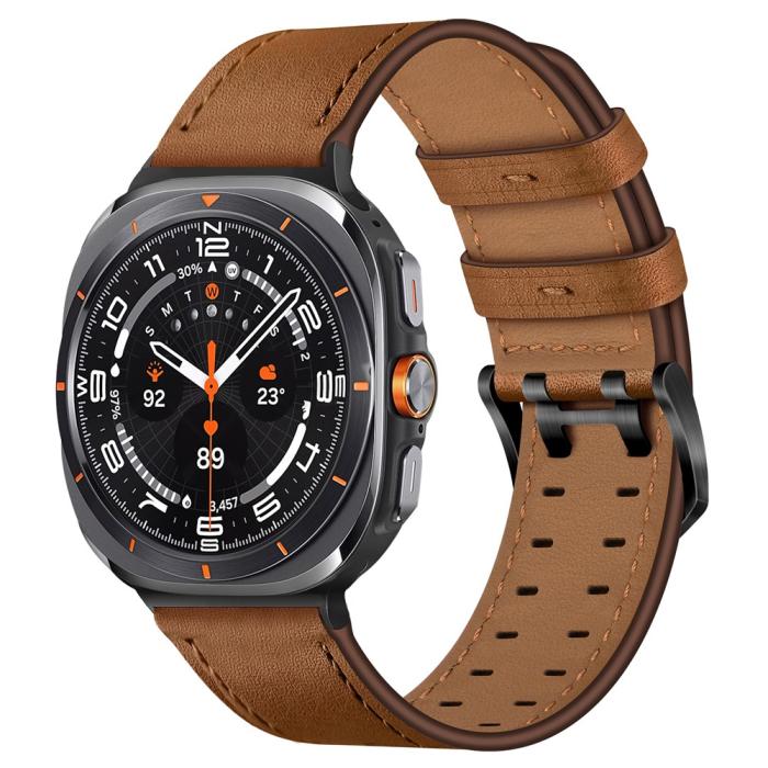 Bild 2, Samsung Galaxy Watch 8 46/44/40 mm Armband Äkta Läder Brun