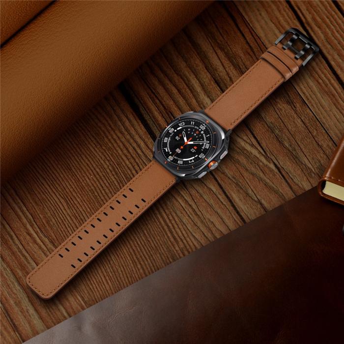 Bild 5, Samsung Galaxy Watch 8 46/44/40 mm Armband Äkta Läder Brun