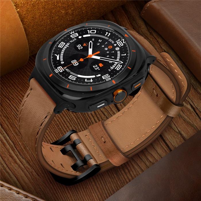 Bild 6, Samsung Galaxy Watch 8 46/44/40 mm Armband Äkta Läder Brun