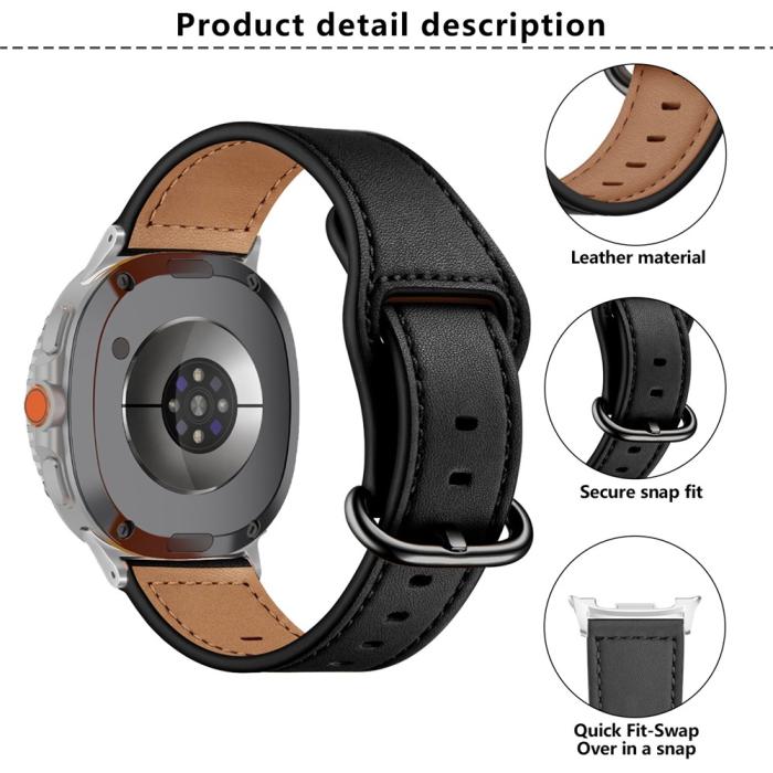 Bild 5, KALEBOL Galaxy Watch 8 46/44/40 mm Armband Äkta Läder
