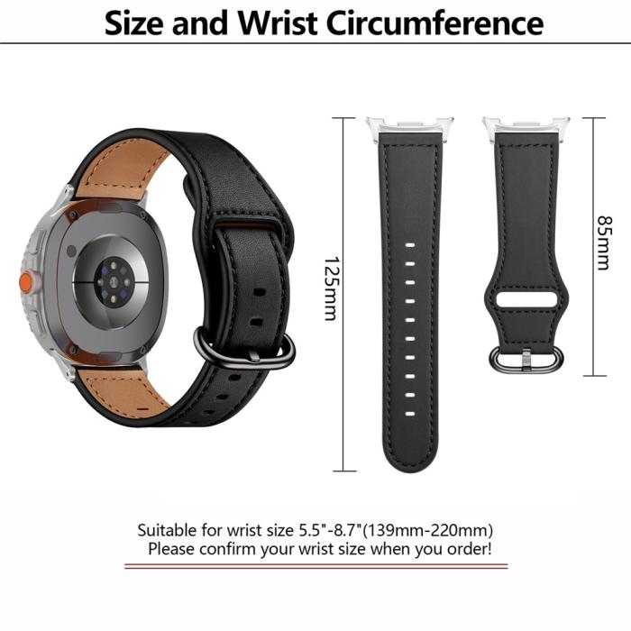 Bild 6, KALEBOL Galaxy Watch 8 46/44/40 mm Armband Äkta Läder