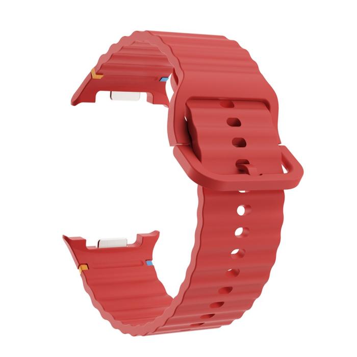 Bild 2, KALEBOL Galaxy Watch 8 46/44/40 mm Armband Wave Röd