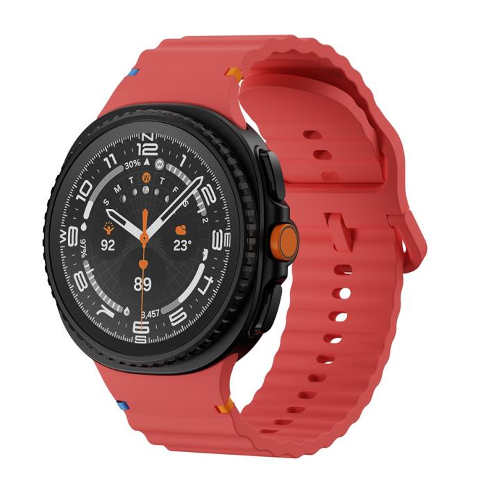 Bild 3, KALEBOL Galaxy Watch 8 46/44/40 mm Armband Wave Röd