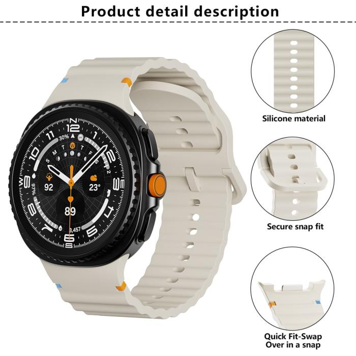 Bild 4, KALEBOL Galaxy Watch 8 46/44/40 mm Armband Wave Röd