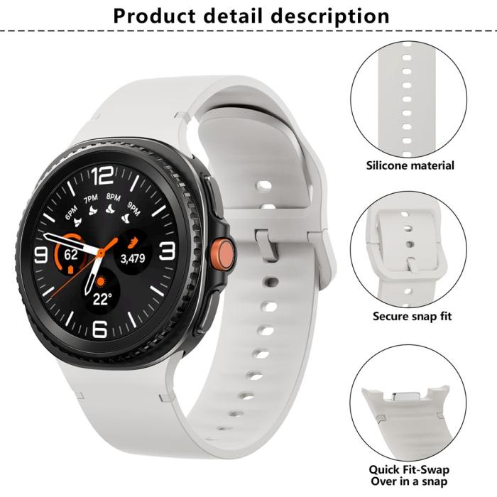 Bild 4, KALEBOL Galaxy Watch 8 46/44/40 mm Armband Silikon Svart