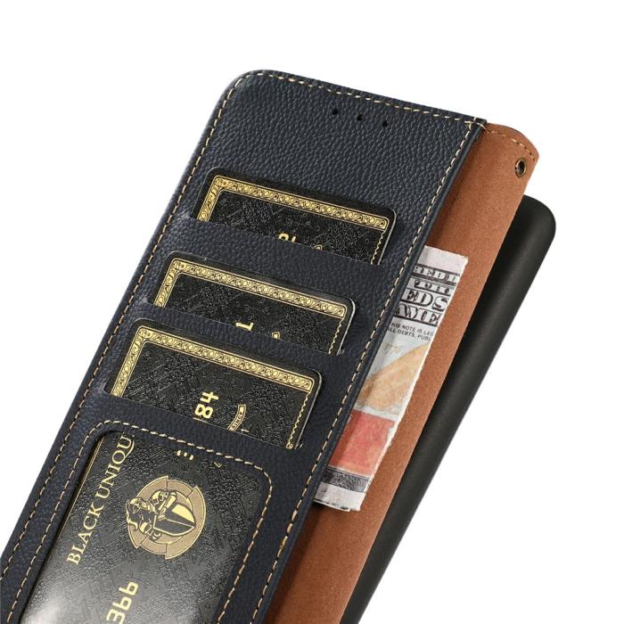 Bild 6, KHAZNEH iPhone 17 Pro Fodral RFID Äkta Läder Mörk Blå