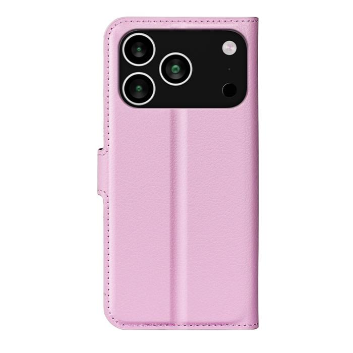 Bild 3, iPhone 17 Pro Fodral Litchi Läder Ljus Rosa