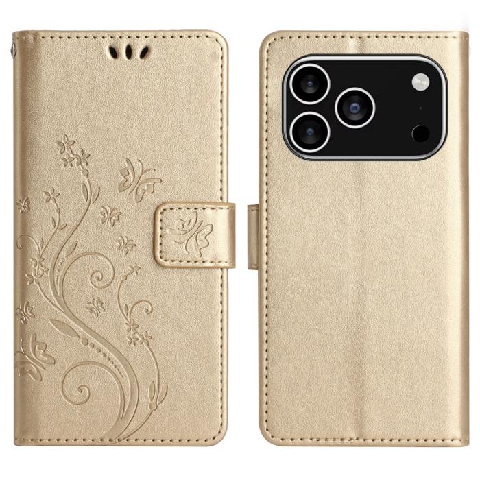 Bild 1, iPhone 17 Pro Fodral Med Blommigt Tryck Guld