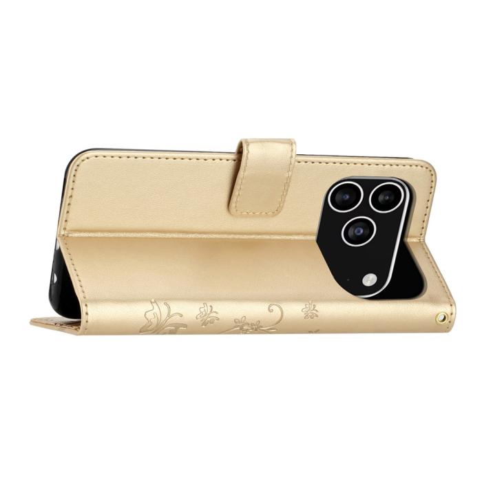 Bild 3, iPhone 17 Pro Fodral Med Blommigt Tryck Guld