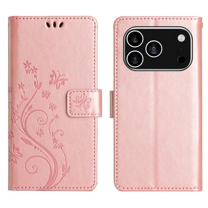 Bild 1, iPhone 17 Pro Fodral Med Blommigt Tryck Roséguld