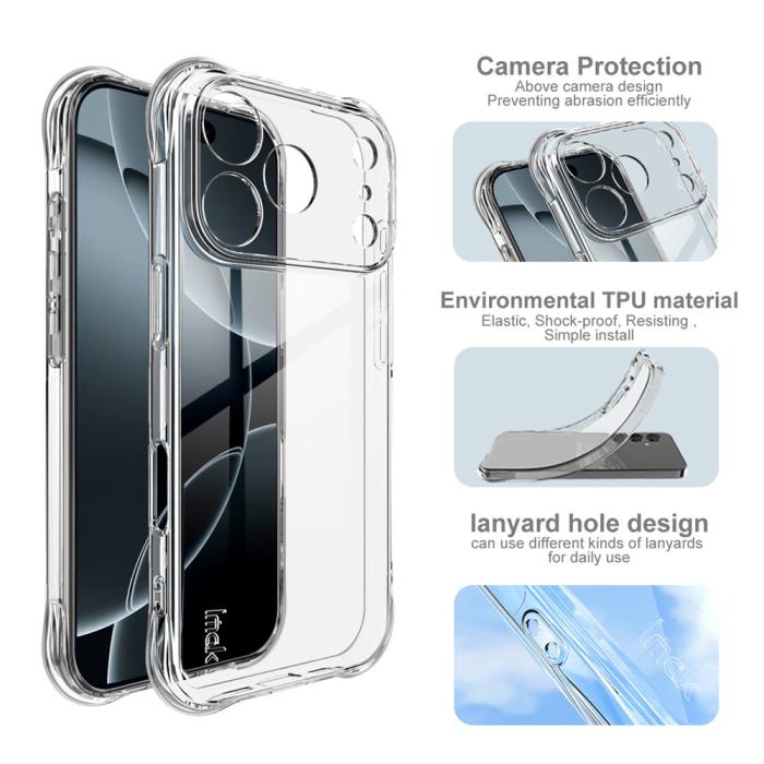 Bild 5, IMAK iPhone 17 Pro Skal TPU AirBag Shockproof Svart