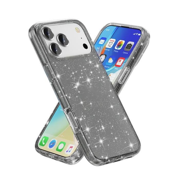 Bild 2, iPhone 17 Pro Skal Hybrid Glitter Svart
