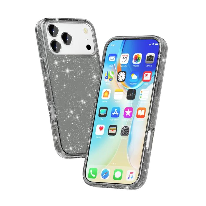 Bild 3, iPhone 17 Pro Skal Hybrid Glitter Svart