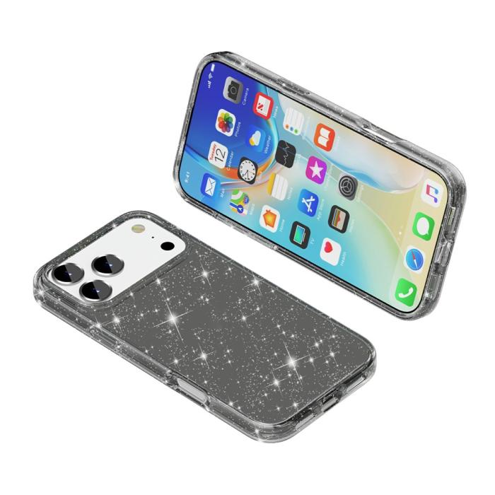 Bild 4, iPhone 17 Pro Skal Hybrid Glitter Svart