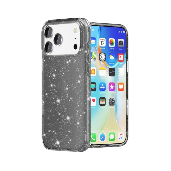 Bild 5, iPhone 17 Pro Skal Hybrid Glitter Svart
