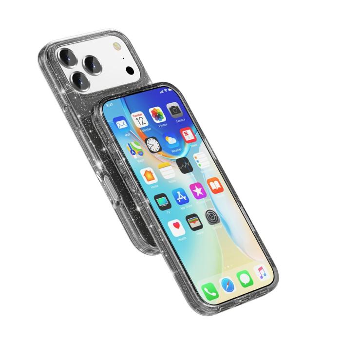 Bild 6, iPhone 17 Pro Skal Hybrid Glitter Svart
