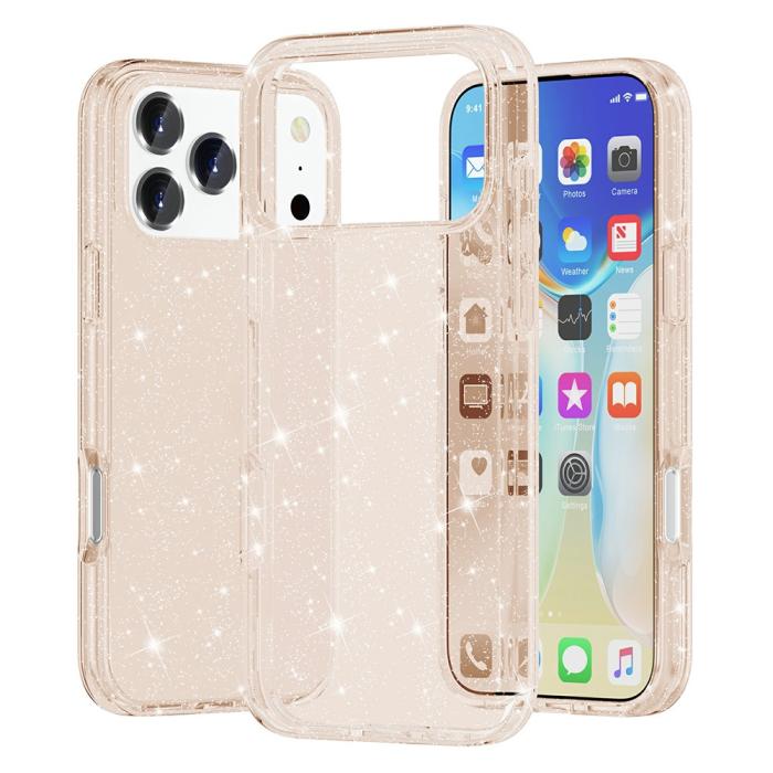 Bild 1, iPhone 17 Pro Skal Hybrid Glitter Guld