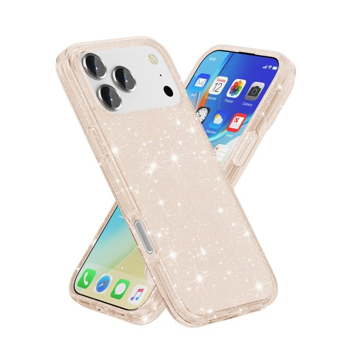 Bild 2, iPhone 17 Pro Skal Hybrid Glitter Guld