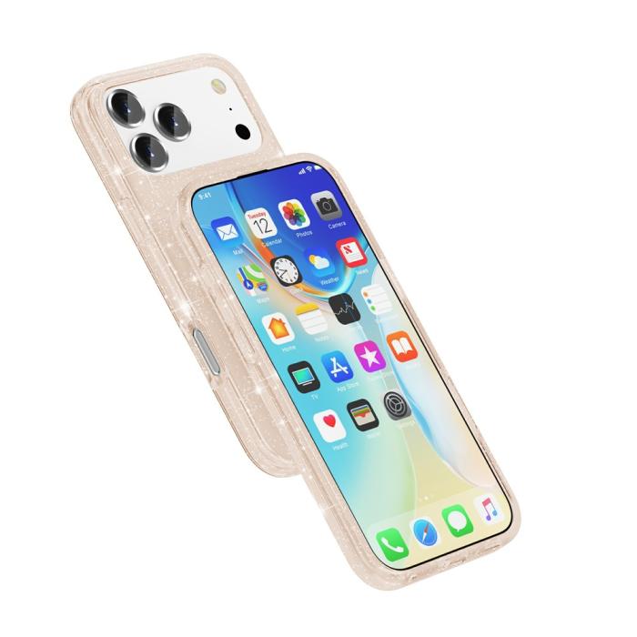 Bild 6, iPhone 17 Pro Skal Hybrid Glitter Guld