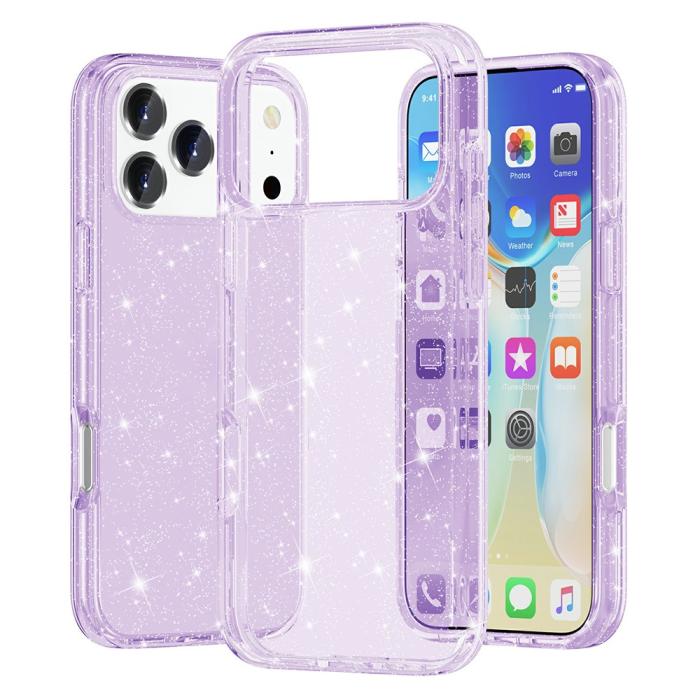 Bild 1, iPhone 17 Pro Skal Hybrid Glitter Lila