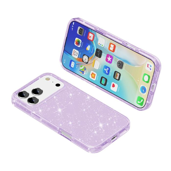 Bild 4, iPhone 17 Pro Skal Hybrid Glitter Lila