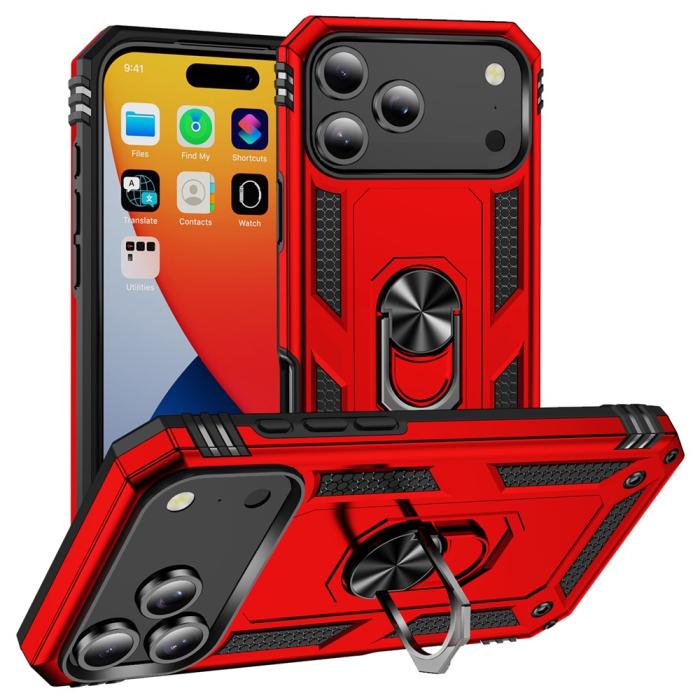 Bild 1, iPhone 17 Pro Skal Shockproof Hybrid Ring Röd