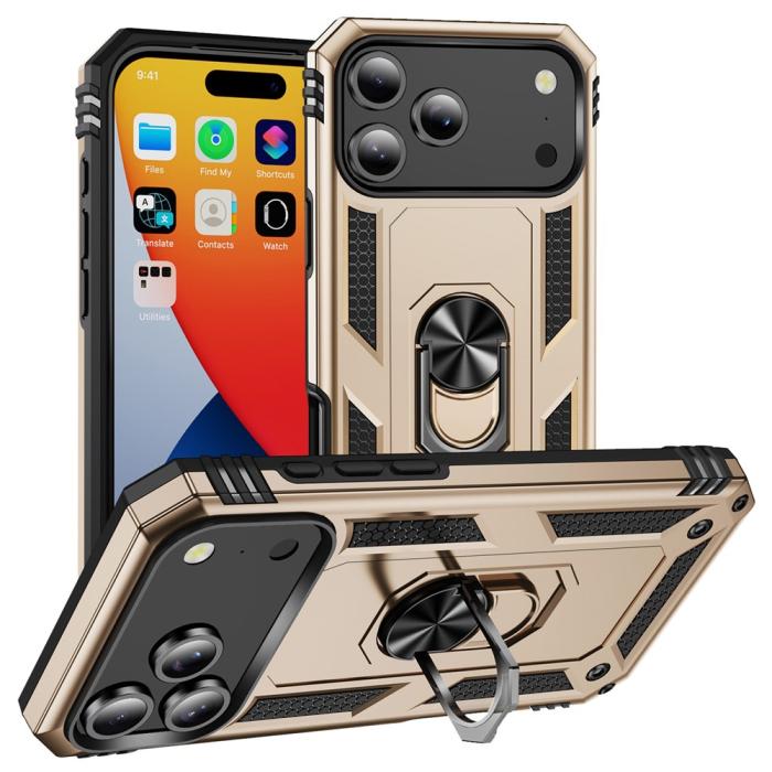Bild 1, iPhone 17 Pro Skal Shockproof Hybrid Ring Guld