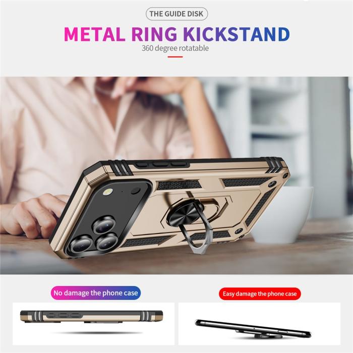 Bild 6, iPhone 17 Pro Skal Shockproof Hybrid Ring Guld