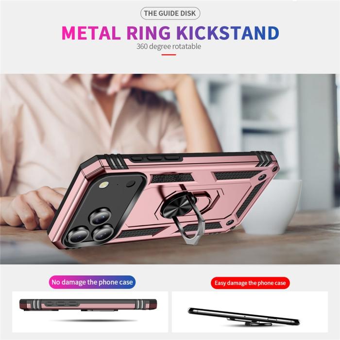 Bild 6, iPhone 17 Pro Skal Shockproof Hybrid Ring Roséguld