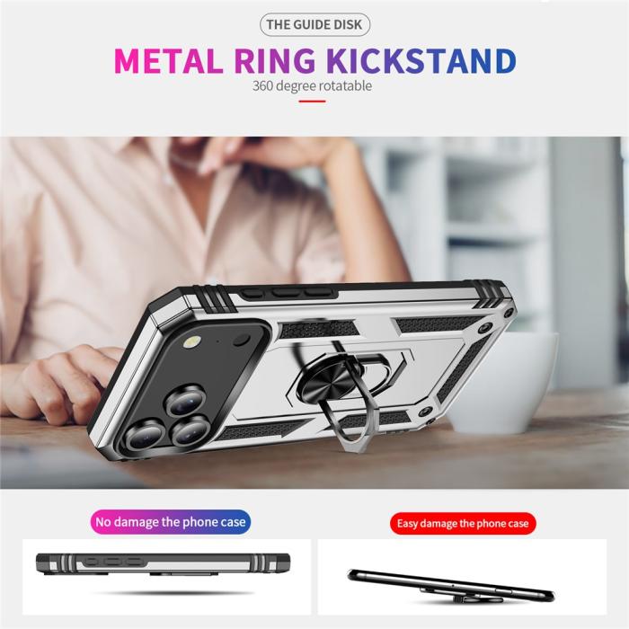 Bild 6, iPhone 17 Pro Skal Shockproof Hybrid Ring Silver