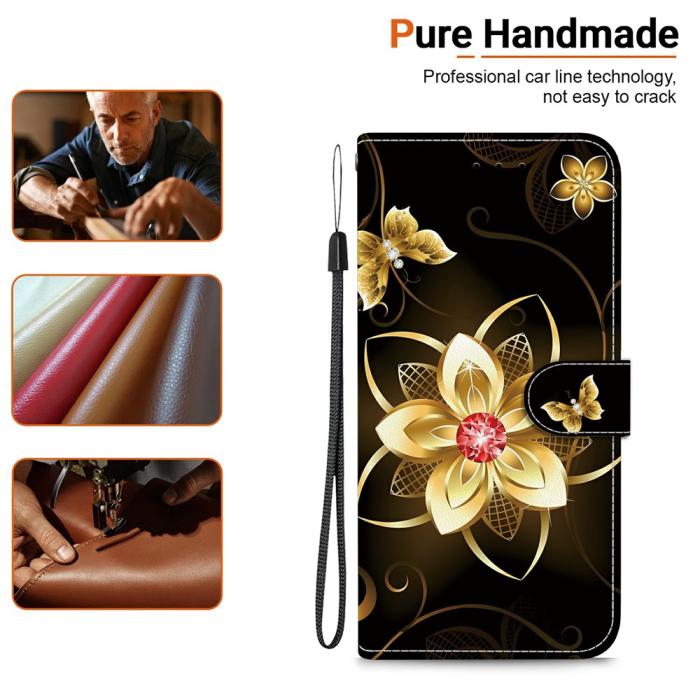 Bild 6, iPhone 17 Pro Fodral Med Tryck Guld Blomma