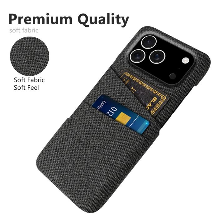 Bild 3, iPhone 17 Pro Skal Med Kortfack Tygbelagt Svart