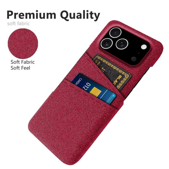 Bild 3, iPhone 17 Pro Skal Med Kortfack Tygbelagt Röd