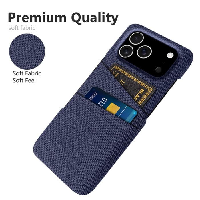 Bild 3, iPhone 17 Pro Skal Med Kortfack Tygbelagt Blå