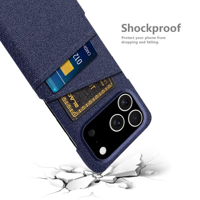 Bild 4, iPhone 17 Pro Skal Med Kortfack Tygbelagt Blå