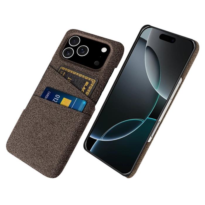 Bild 1, iPhone 17 Pro Skal Med Kortfack Tygbelagt Brun