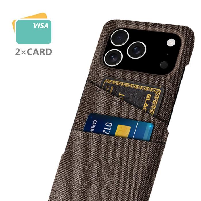 Bild 2, iPhone 17 Pro Skal Med Kortfack Tygbelagt Brun