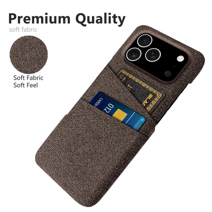 Bild 3, iPhone 17 Pro Skal Med Kortfack Tygbelagt Brun