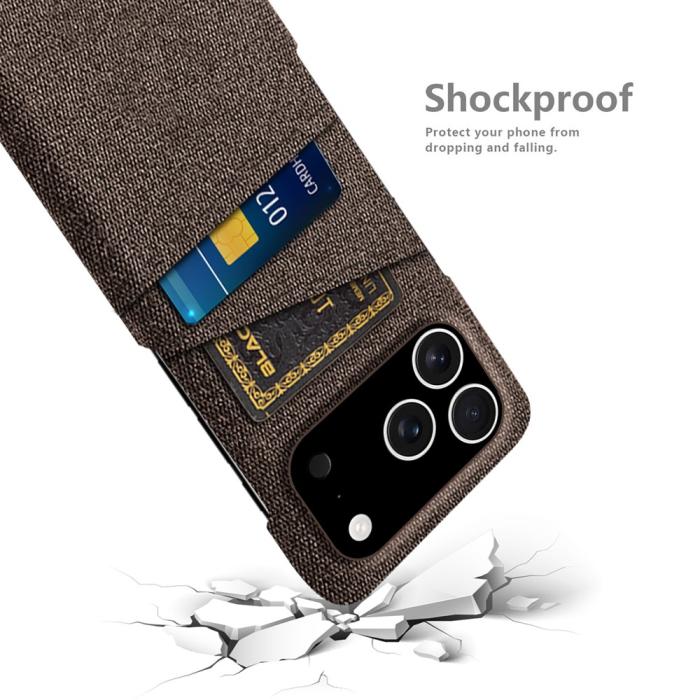 Bild 4, iPhone 17 Pro Skal Med Kortfack Tygbelagt Brun