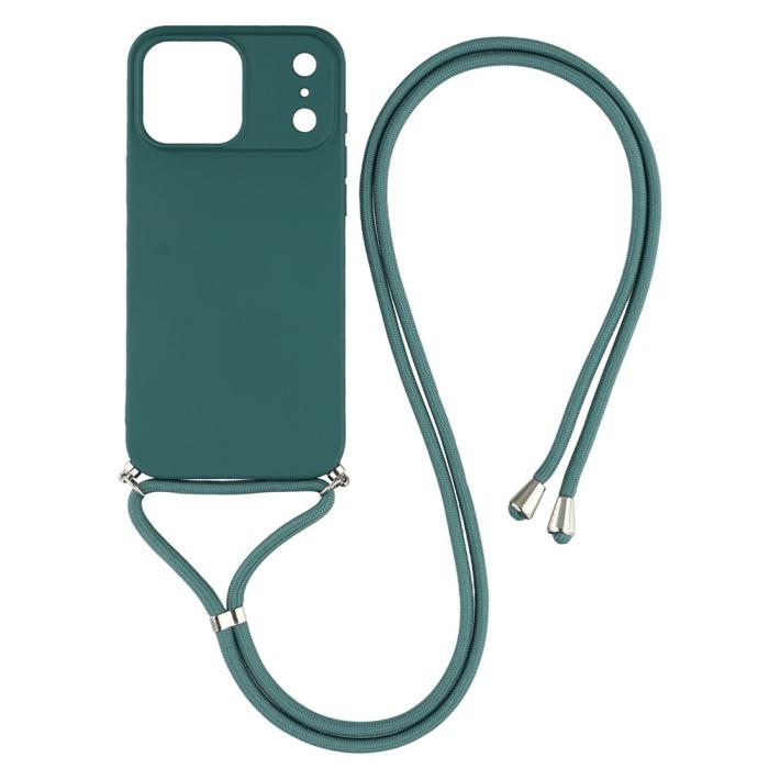 Bild 1, iPhone 17 Pro Skal Med Mobilsnöre TPU Mörk Grön