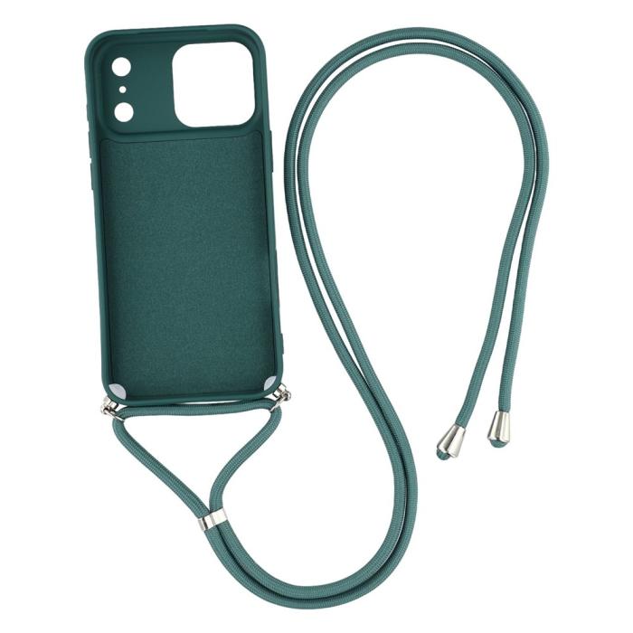 Bild 2, iPhone 17 Pro Skal Med Mobilsnöre TPU Mörk Grön
