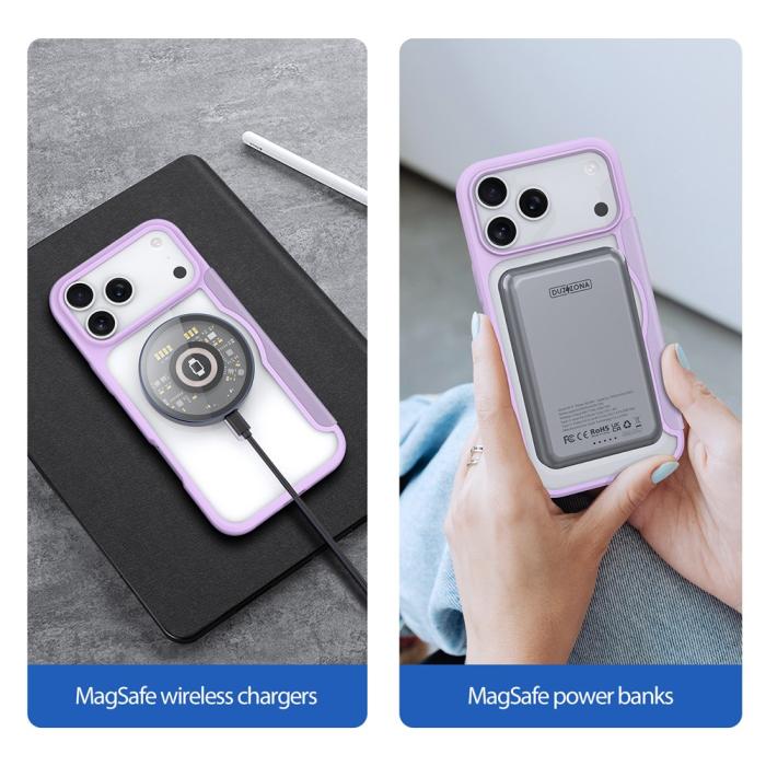 Bild 5, DUX DUCIS iPhone 17 Pro Fodral MagSafe Skin X Pro Lila / Rosa