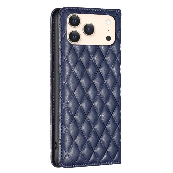 Bild 3, BINFEN iPhone 17 Pro Fodral Flip Diamond Läder Blå