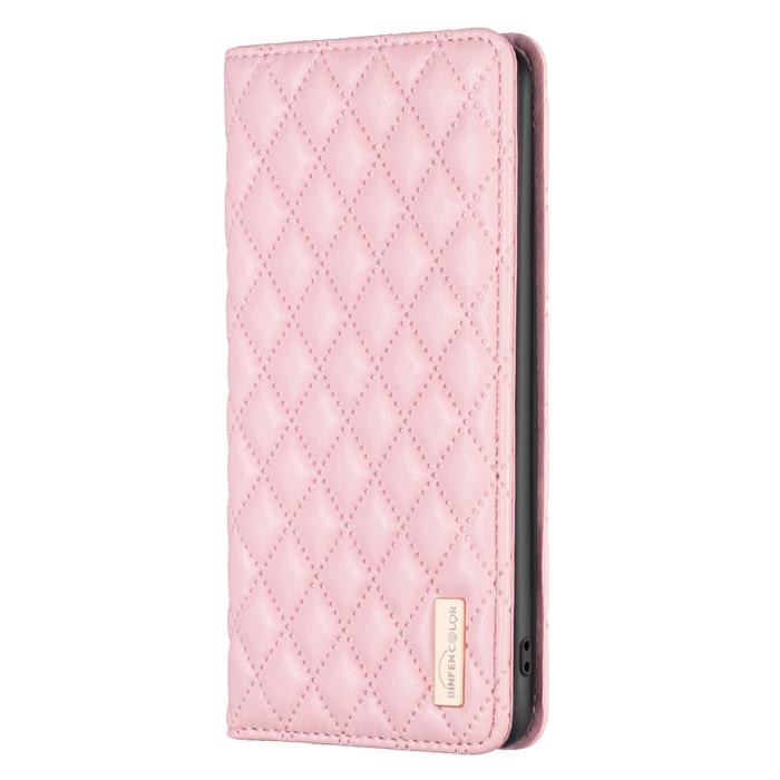 Bild 2, BINFEN iPhone 17 Pro Fodral Flip Diamond Läder Rosa