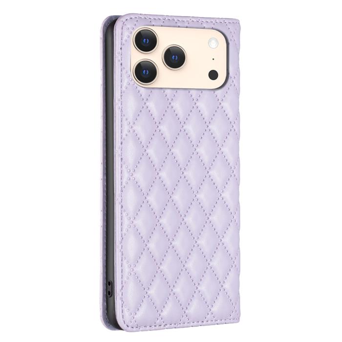 Bild 3, BINFEN iPhone 17 Pro Fodral Flip Diamond Läder Lila