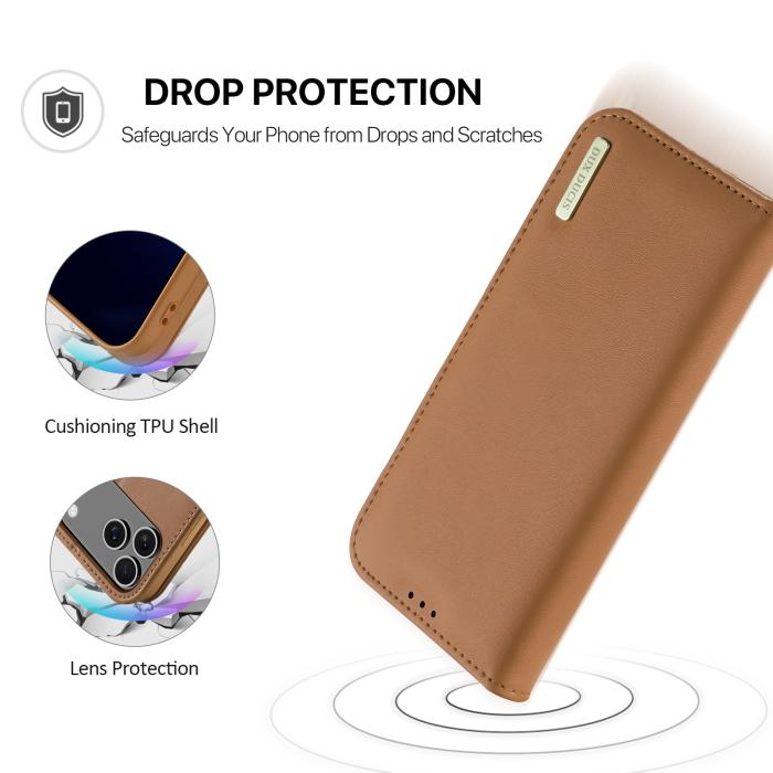 Bild 5, DUX DUCIS iPhone 17 Pro Fodral HIVO Äkta Läder Brun